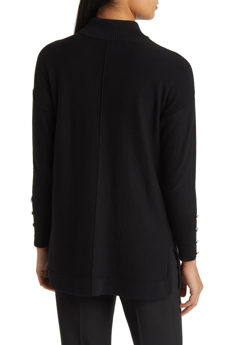 Button Cuff Mock Neck Sweater, Alternate, color, ANNE BLACK