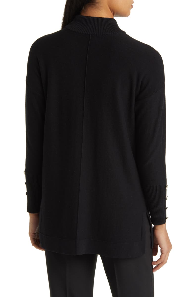 Anne Klein Button Cuff Mock Neck Sweater, Alternate, color,