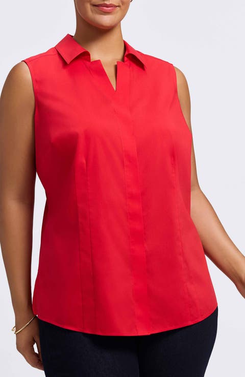 Taylor Non-Iron Sleeveless Button-Up Shirt (Plus Size)