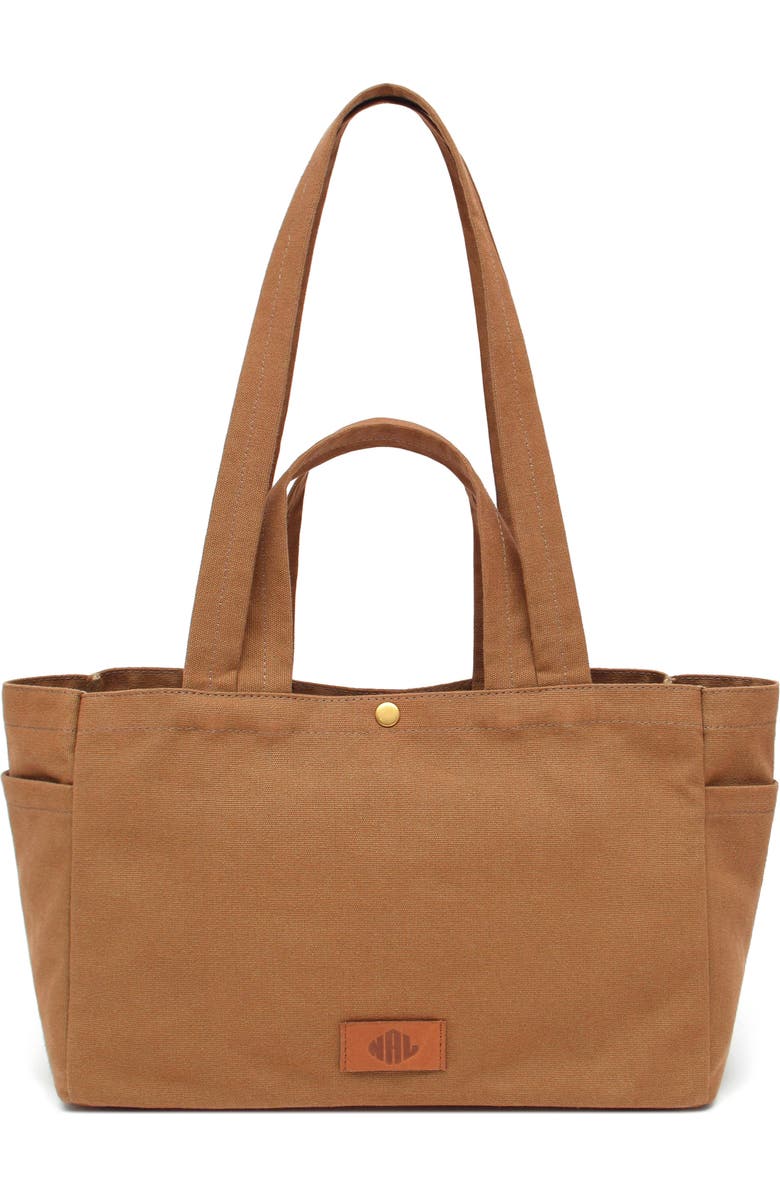 New Amsterdam Leatherworks Sienna Cotton Canvas Tote Bag, Main, color, Khaki
