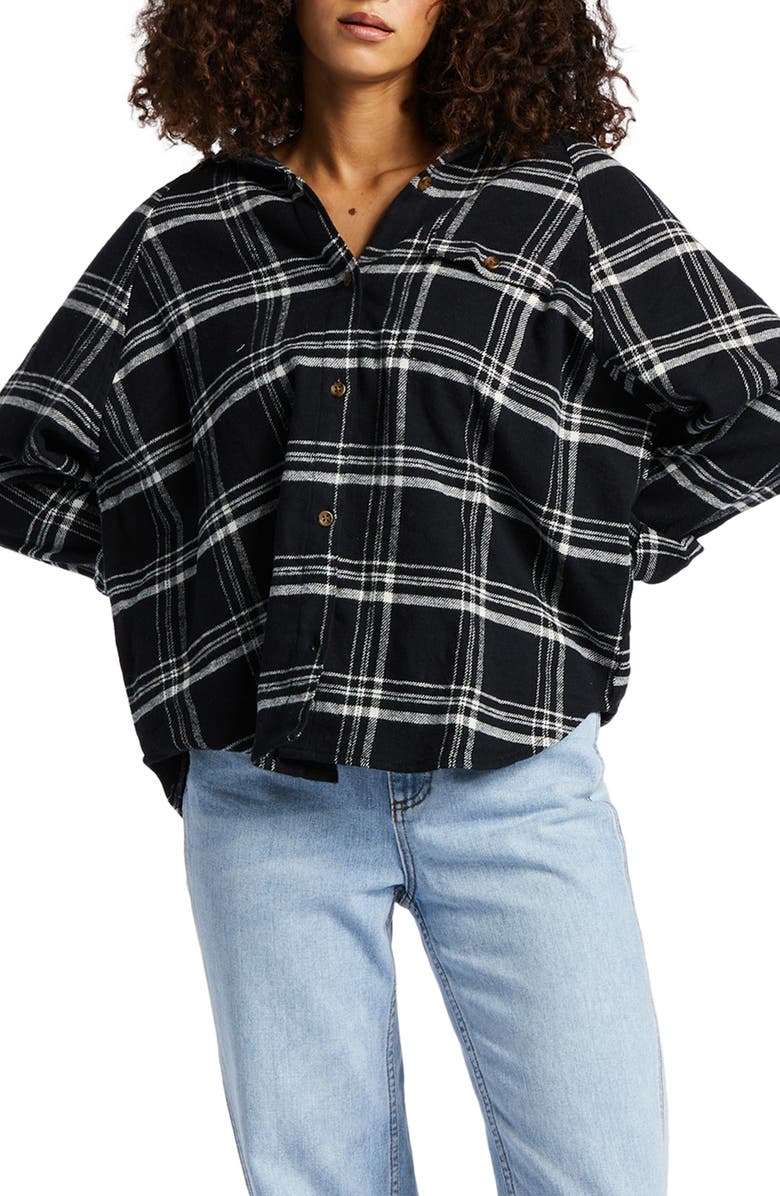 Billabong Best Time Oversize Plaid Cotton Flannel Shirt, Main, color, 