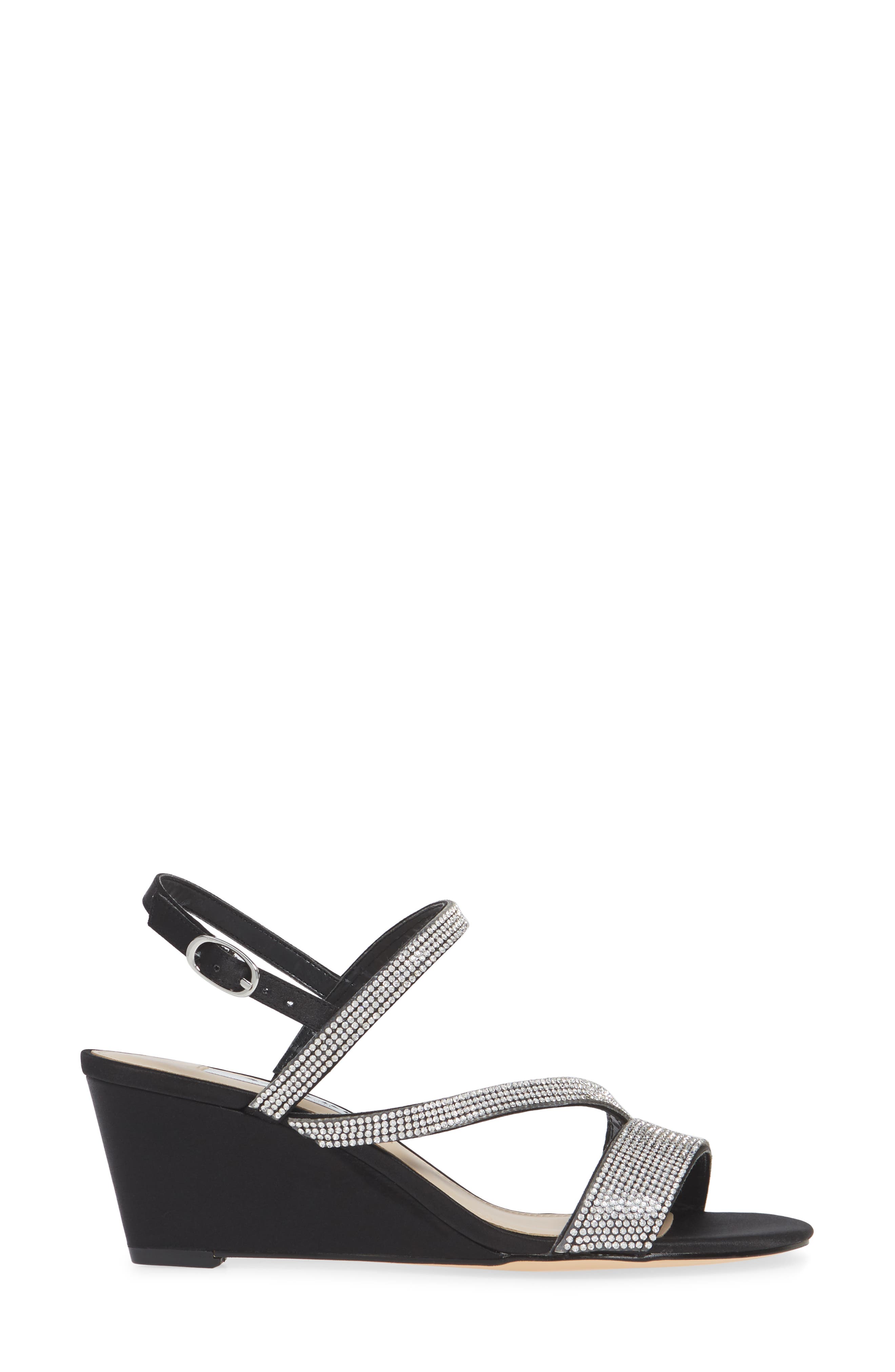 Nina Naloni Crystal Embellished Wedge Sandal, Alternate, color, 