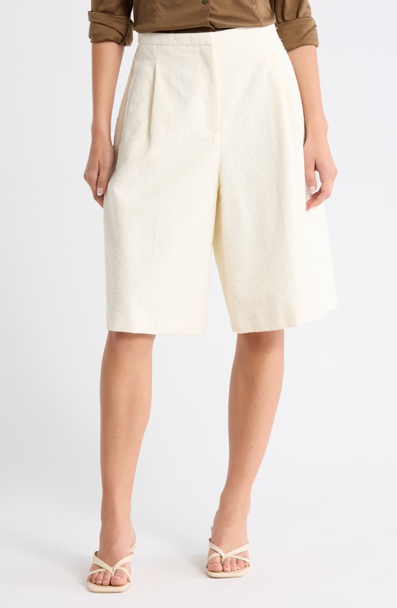 BOSS Tualy Tweed Shorts, Main, color, Open Wht
