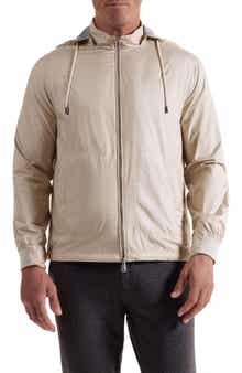 Water Repellent Windbreaker with Removable Drawstring Hood