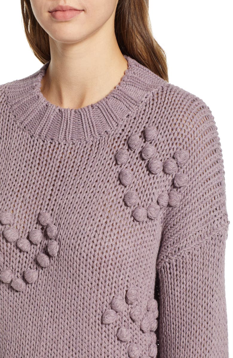 Woven Heart Placement Knot Knit Sweater, Alternate, color, 