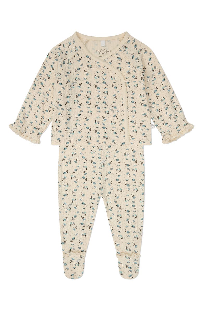 MORI Floral Snap Cardigan & Footed Leggings Set, Main, color, 