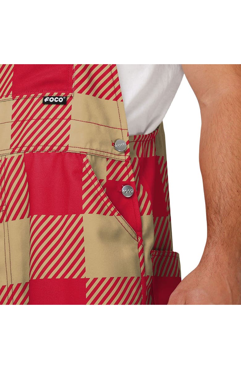 FOCO Men's FOCO Scarlet San Francisco 49ers Big Logo Plaid Overalls, Alternate, color,