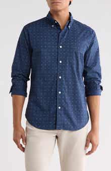 Slim Fit Geo Print Stretch Poplin Shirt