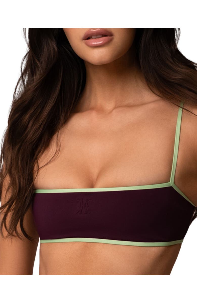 Kiki de Montparnasse Contraste Straight Neck Bikini Top, Main, color, Pelouse/Plum