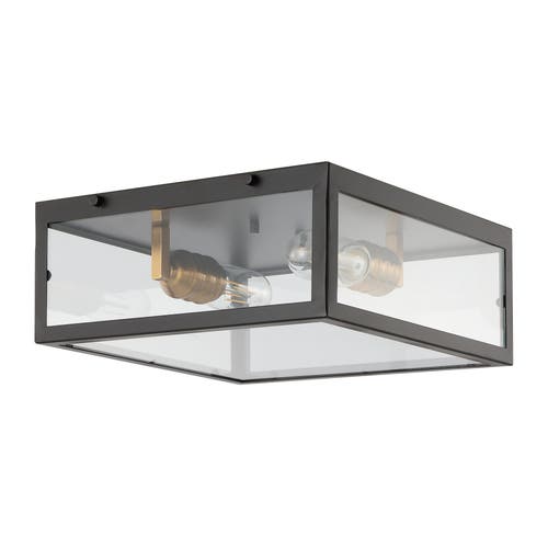 Jonathan Y Grayson 2-light Bohemian Farmhouse Iron/glass Led Flush Mount In Oil Rubbed Bronze