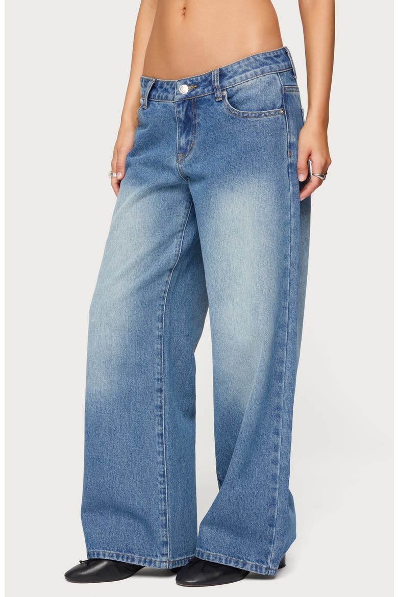 Magda Acid Wash Low Rise Wide Leg Jeans, Alternate, color, BLUE-WASHED