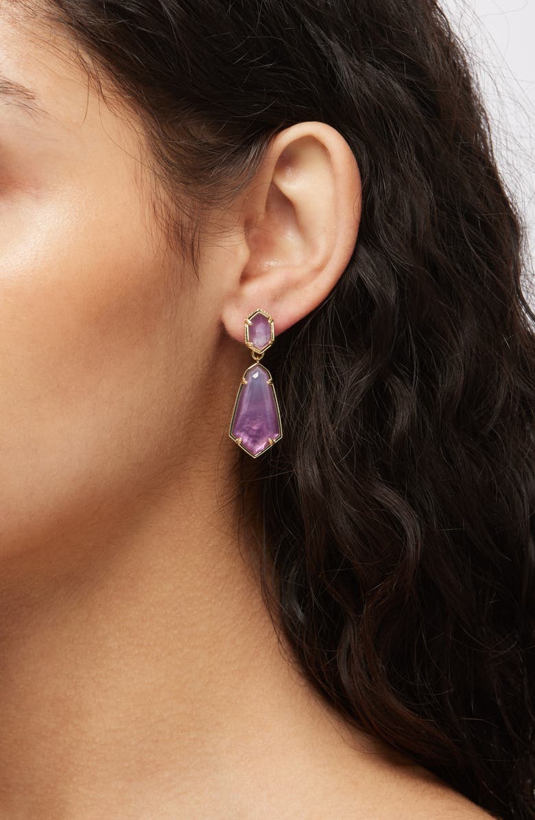 Kendra Scott Hallie Convertible Drop Earrings, Alternate, color, Gold Purple Watercolor