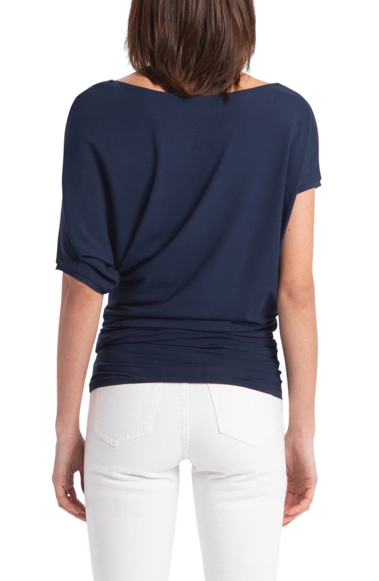 Marcella Elena Asymmetric Sleeve Batwing Top, Alternate, color, Dark Blue