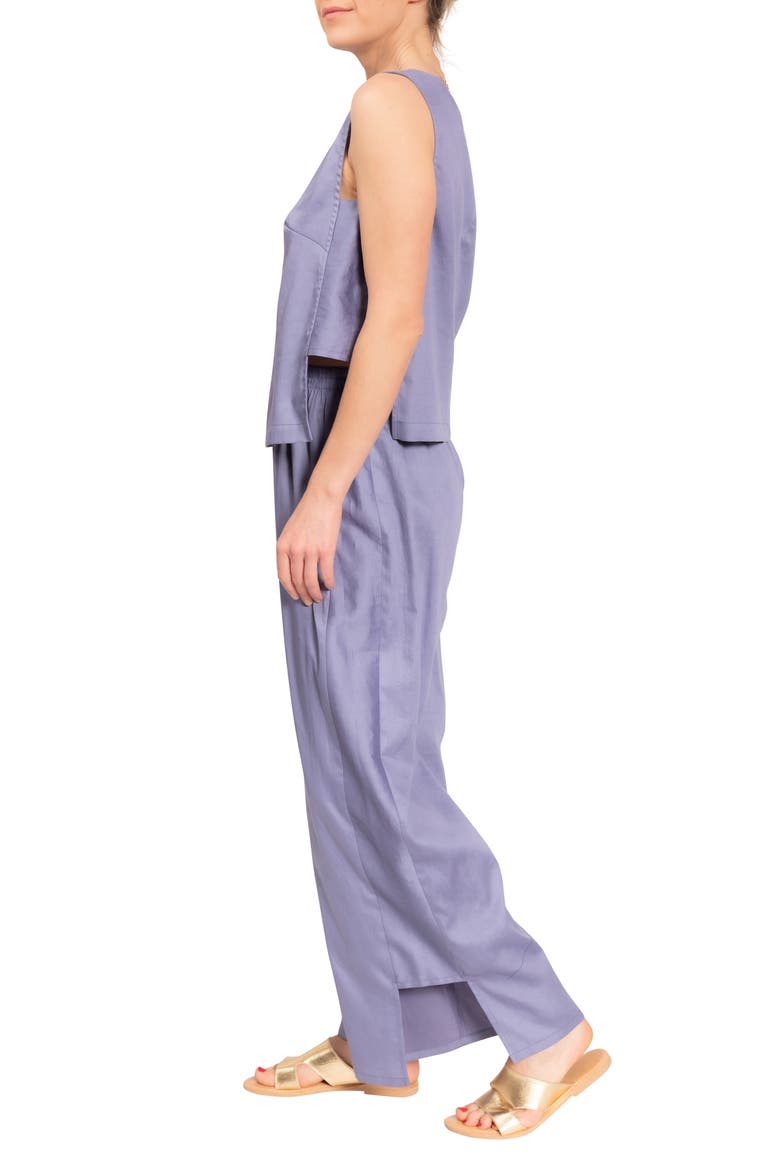 Piper Wide Leg Sleeveless Cotton Pajamas, Alternate, color, VIOLET