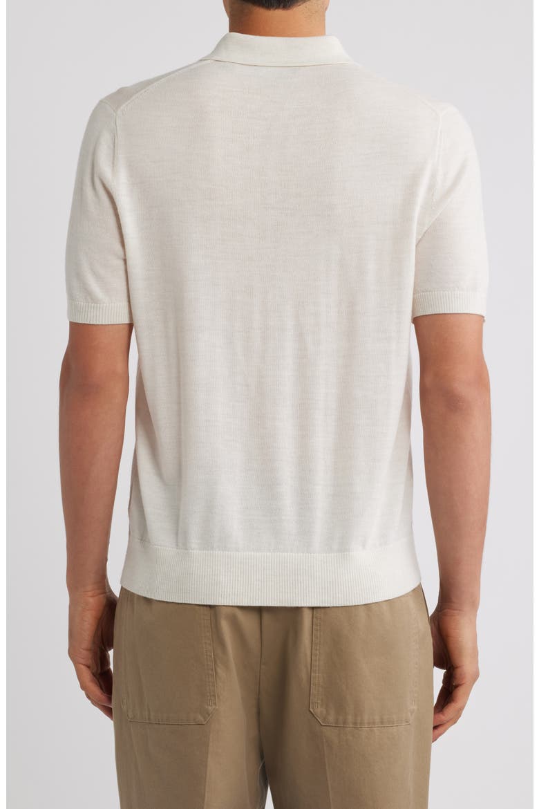 Short Sleeve Merino Wool Polo Sweater, Alternate, color, BLANCO