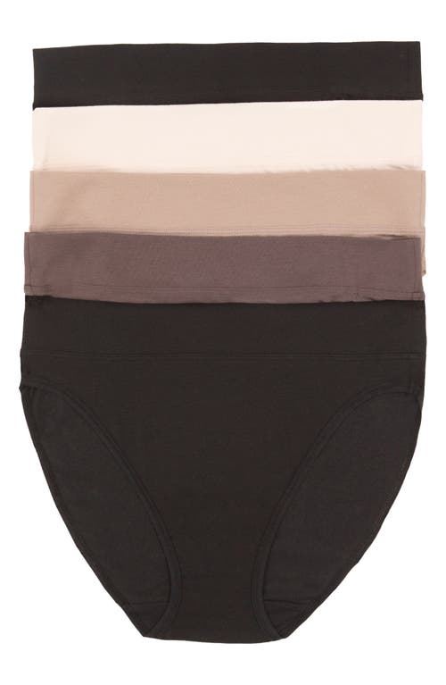 Felina 5-pack Stretch Cotton High Cut Briefs In Classic