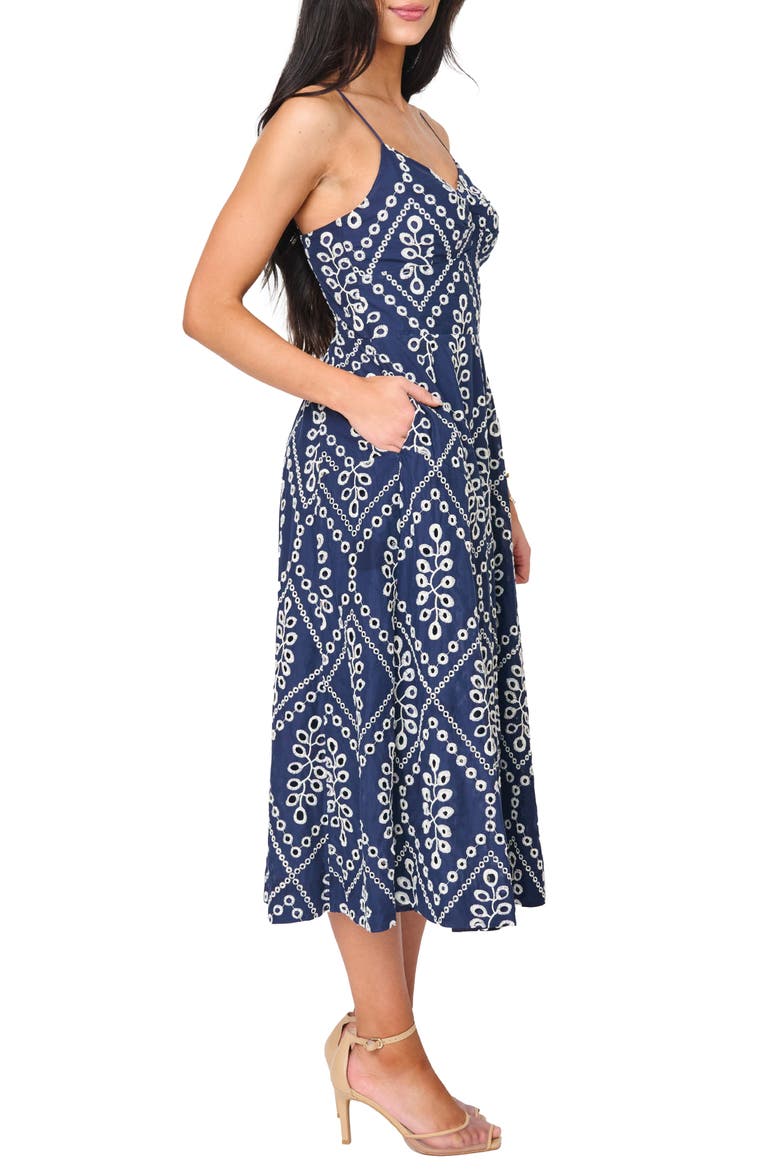 Amanda Eyelet Cotton Sundress, Alternate, color, NAVY EYELET