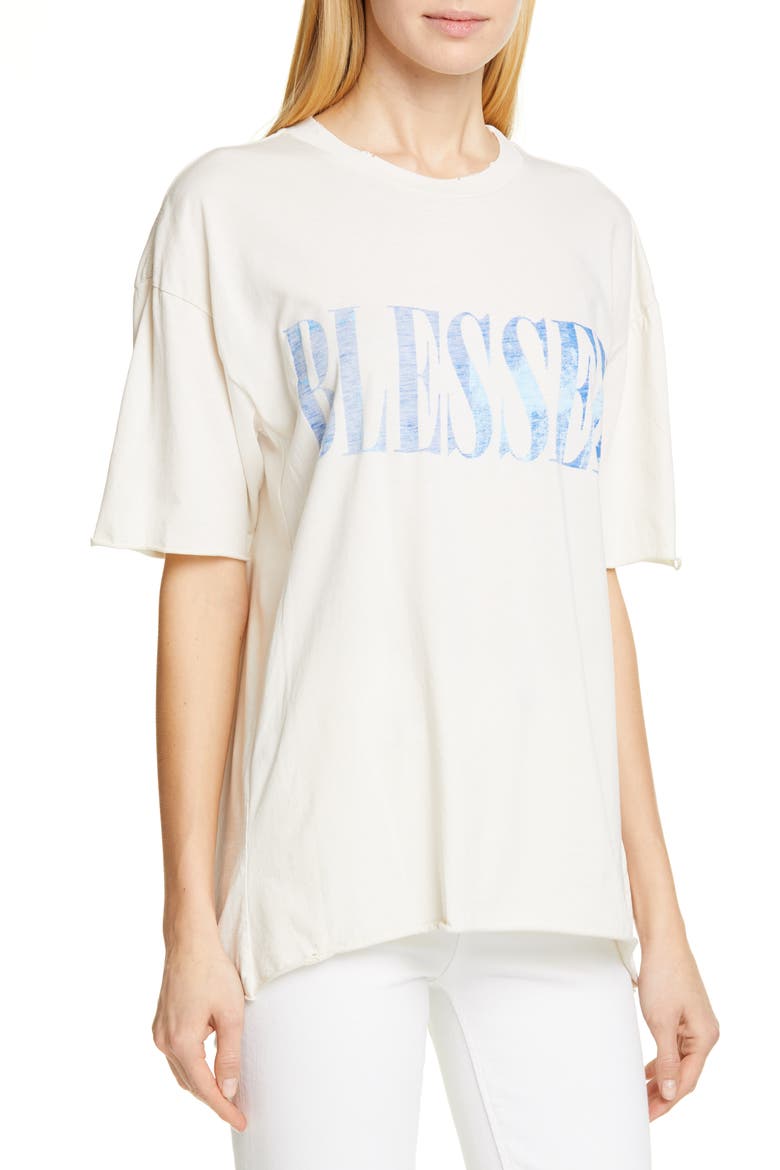 Blessed Distressed Tee, Alternate, color, WHITE
