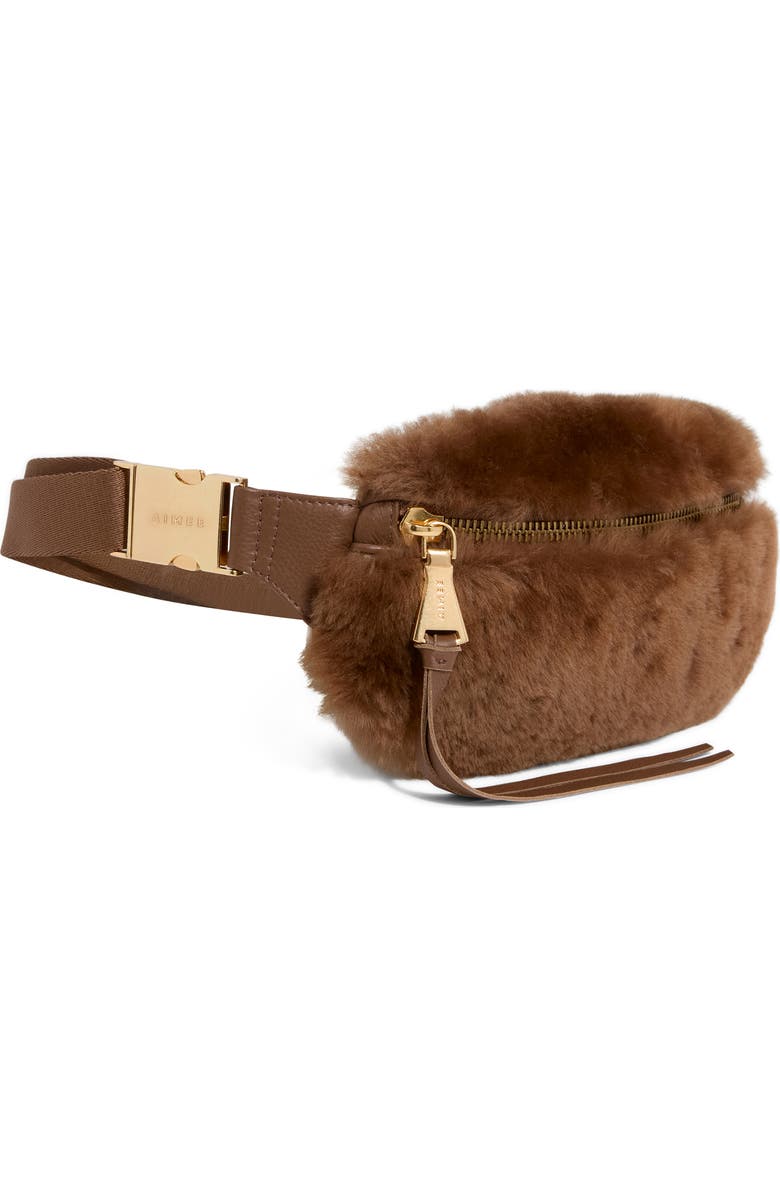 AIMEE Kestenberg Milan Belt Bag, Alternate, color, Coffee Shearling