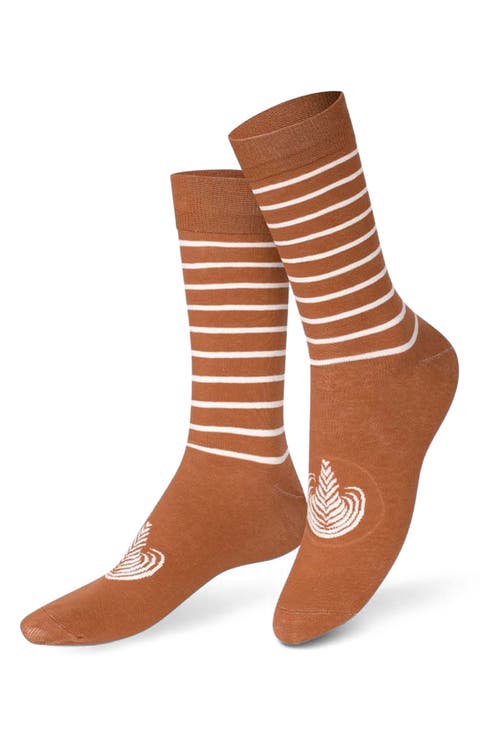 Cafe Latte 3D Crew Socks
