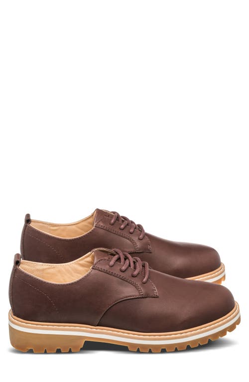 Clae Logan Lugged Plain Toe Derby In Antique Brown Leather