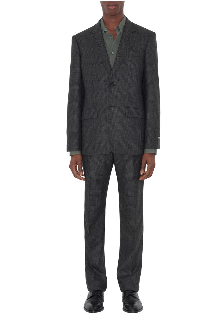 Check Wool Cashmere Tailored Jacket, Main, color, Loden green/highland green