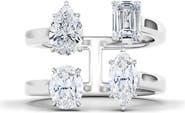 HauteCarat Fancy 4-Stone Lab Created Diamond Ring