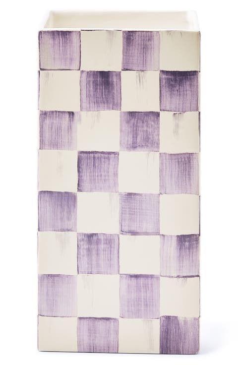 Violet Check Pillar Vase