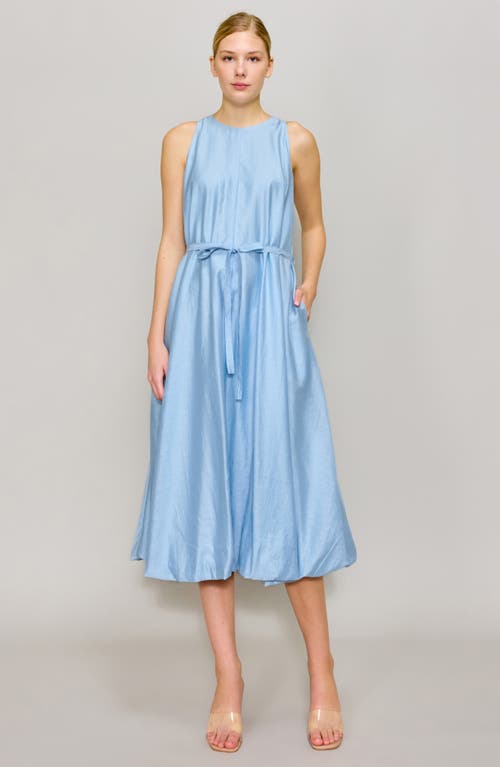 Melloday Bubble Hem Trapeze Midi Dress In Icy Blue