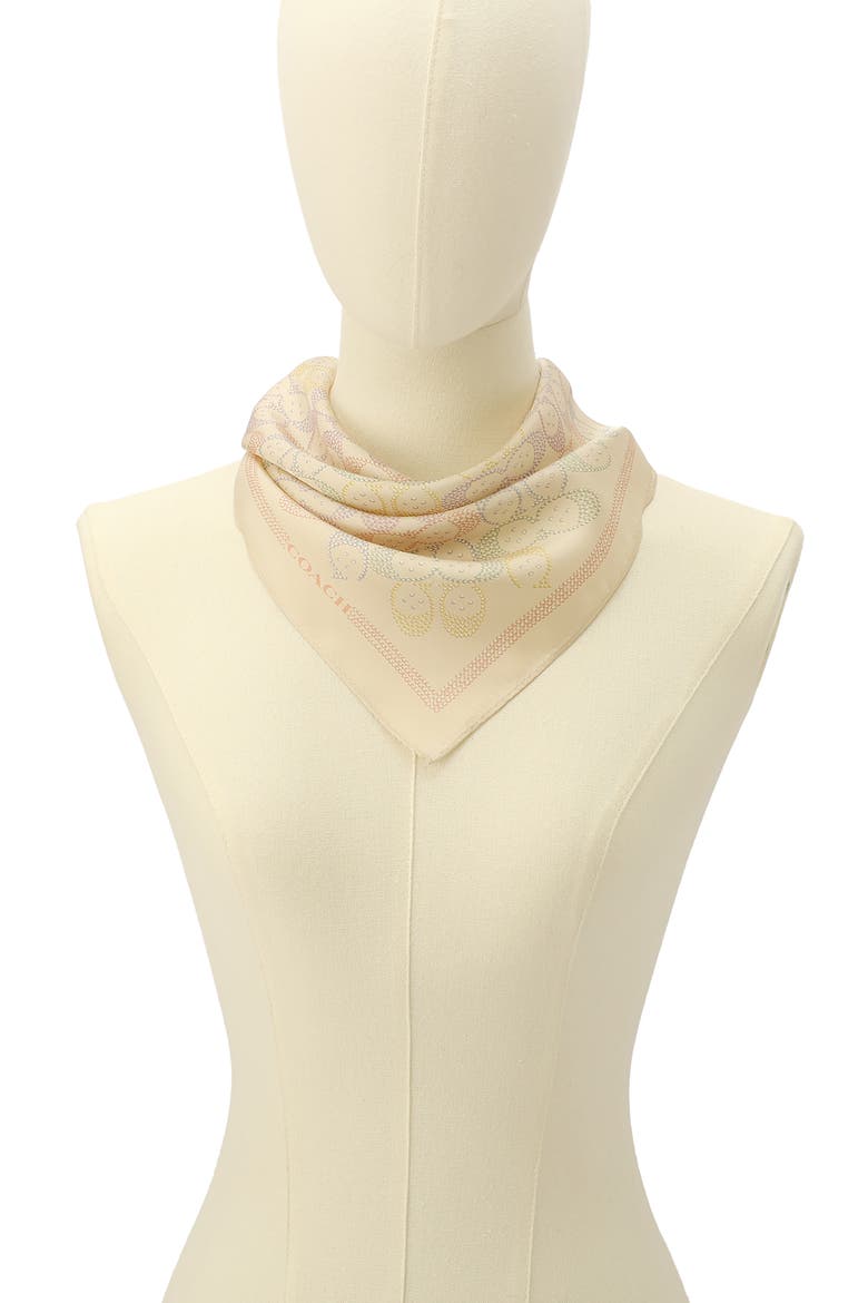 Rainbow Signature C Silk Square Scarf, Alternate, color, MULTI