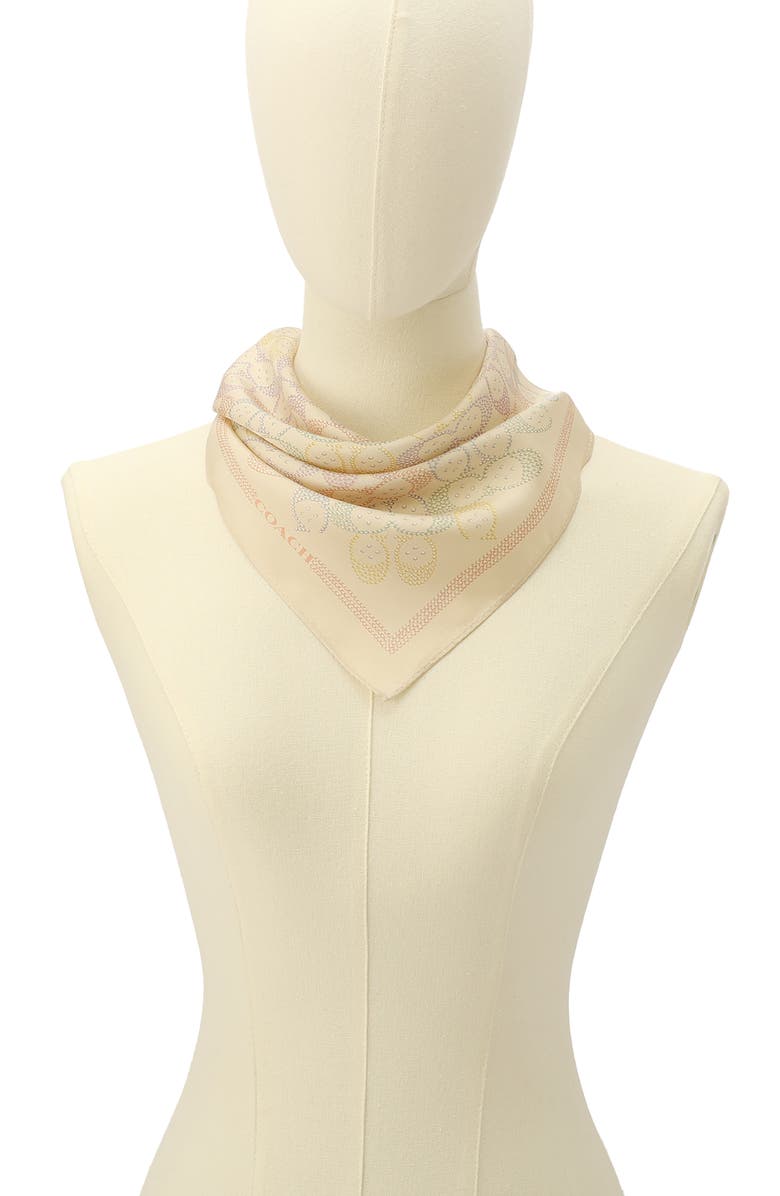 COACH Rainbow Signature C Silk Scarf, Alternate, color, Beige Multi