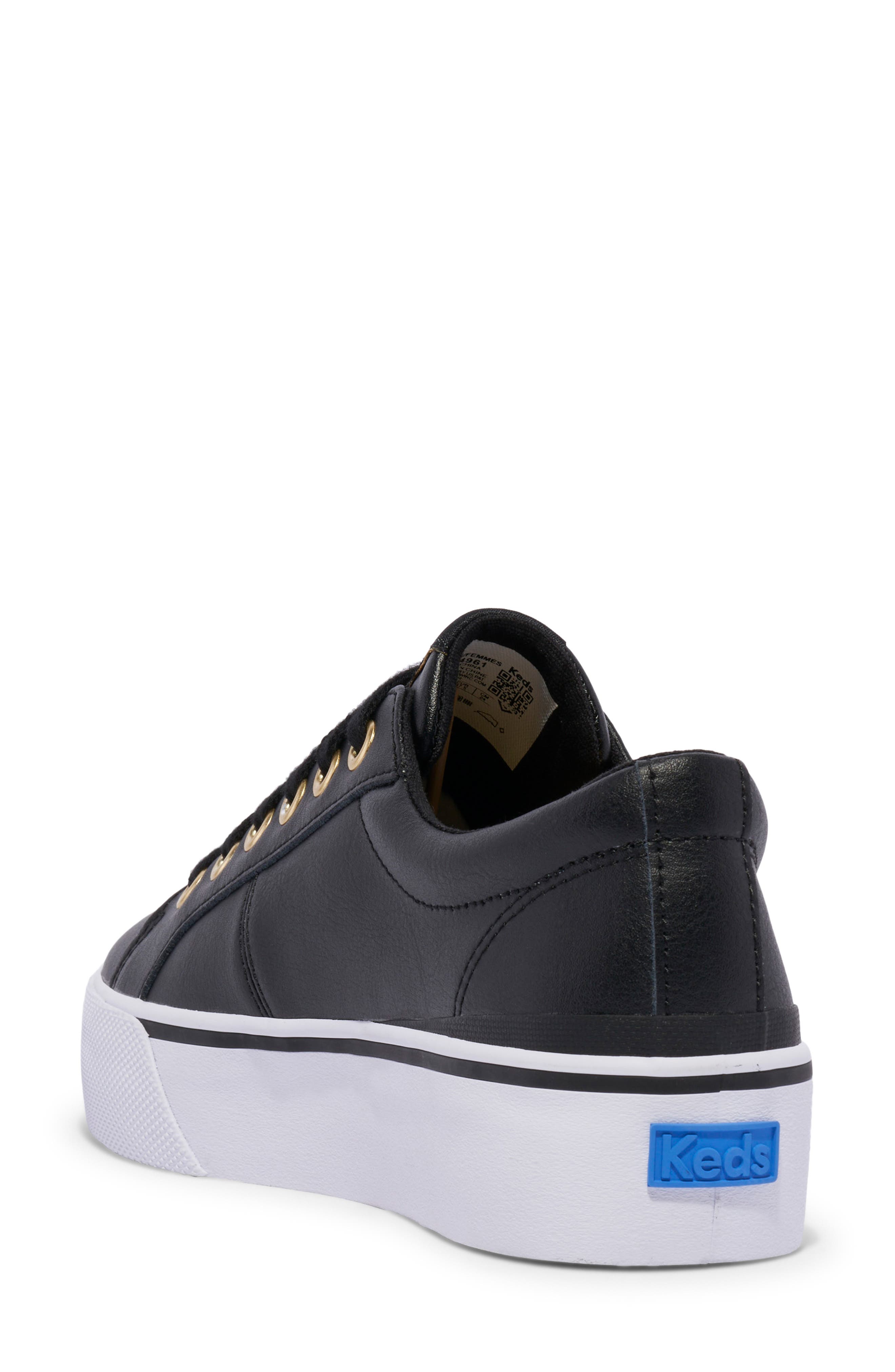 Keds<sup>®</sup> Jump Kick Duo Leather Lace-Up Sneaker, Alternate, color, Black