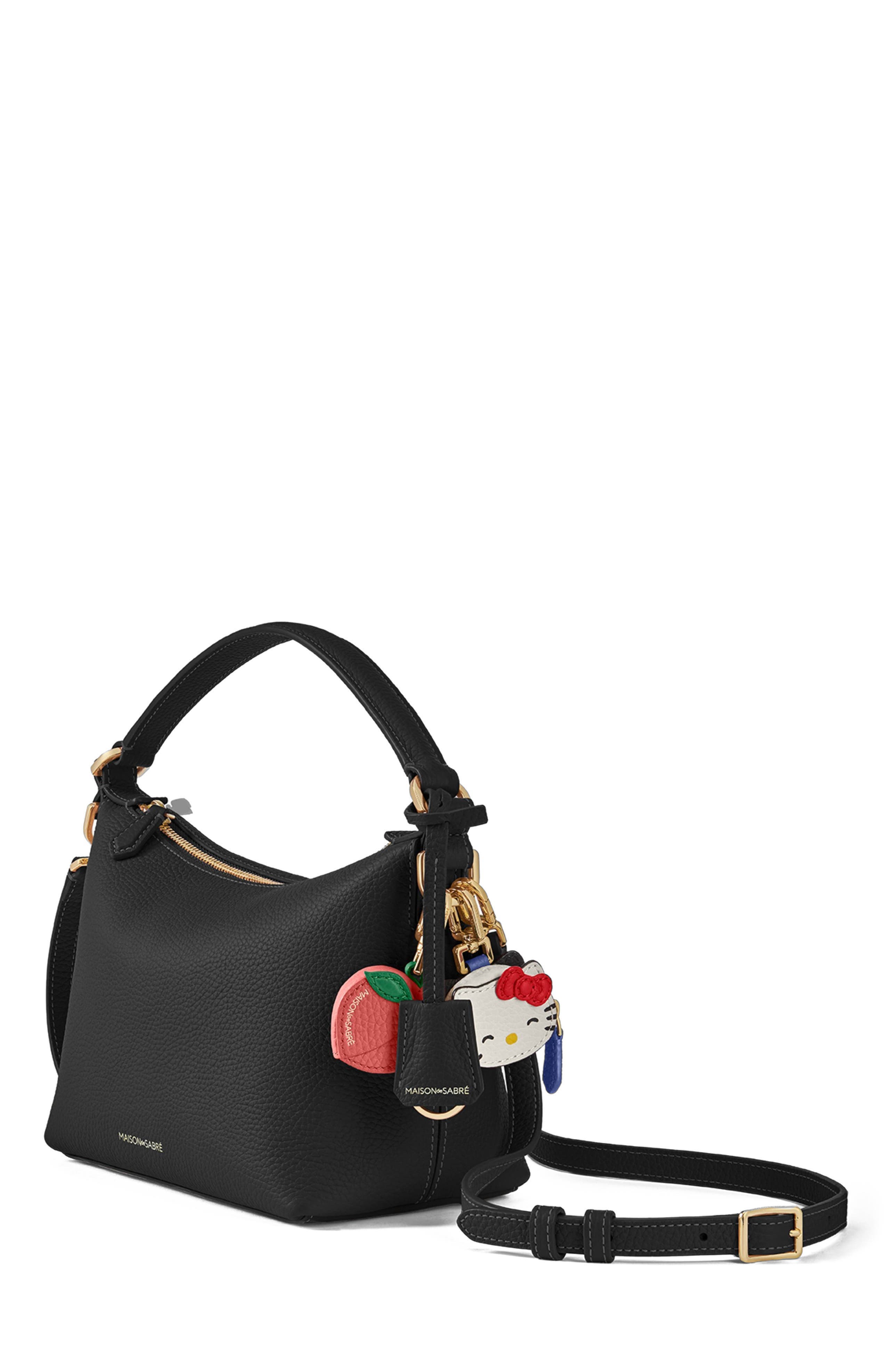 MAISON de SABRÉ Small Leather Soft Hobo, Alternate, color, Black Caviar