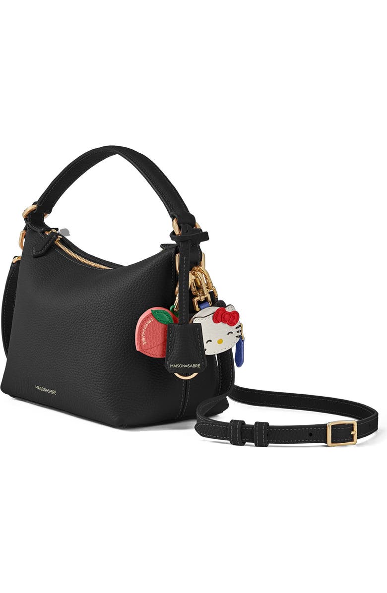 MAISON de SABRÉ Small Leather Soft Hobo, Alternate, color, Black Caviar