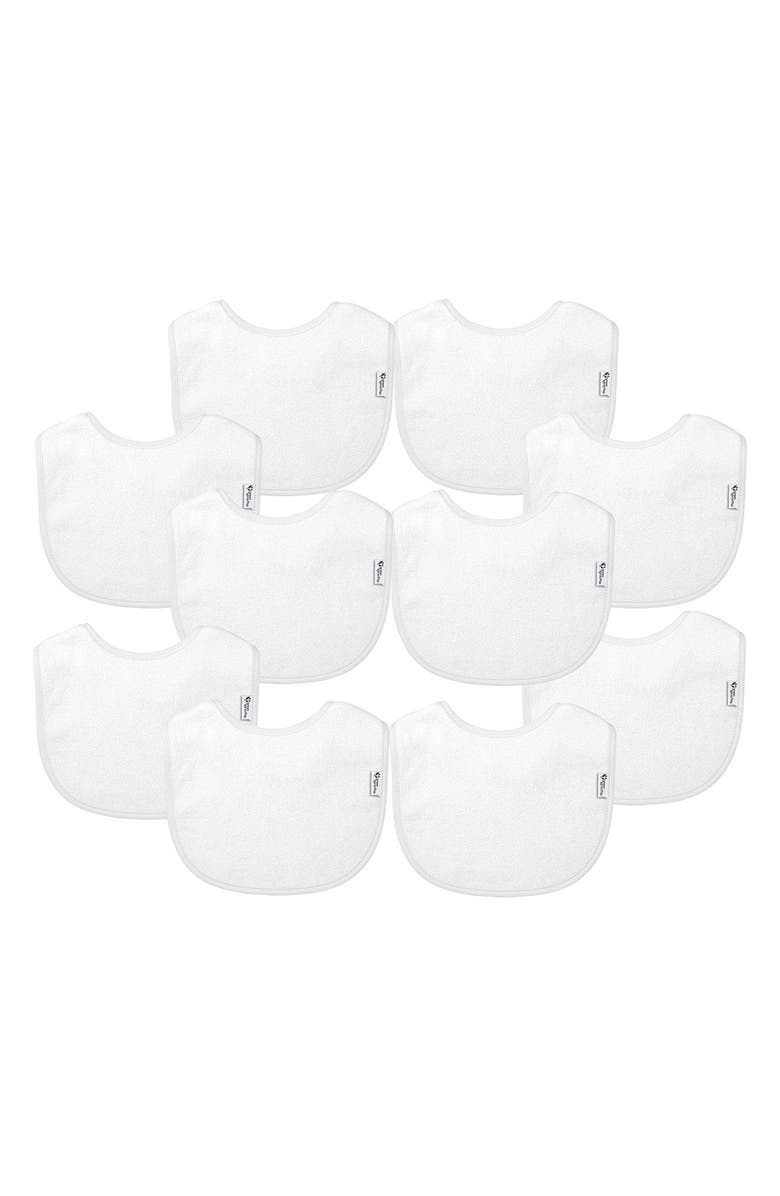 Green Sprouts 10-Pack Stay-Dry Infant Bibs, Main, color, White