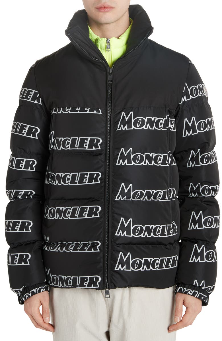 Moncler Faiveley Logo Down Puffer Jacket, Alternate, color,