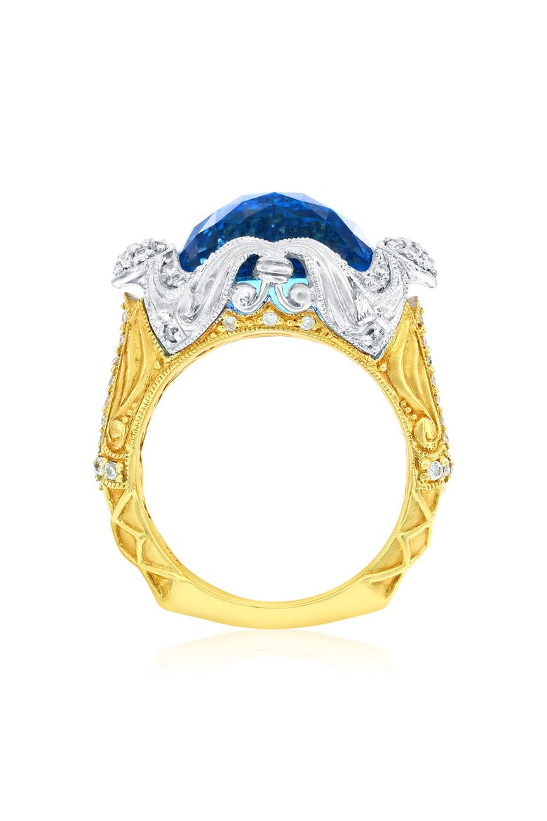 18K Gold London Blue Topaz & Diamond Ring, Alternate, color, Blue