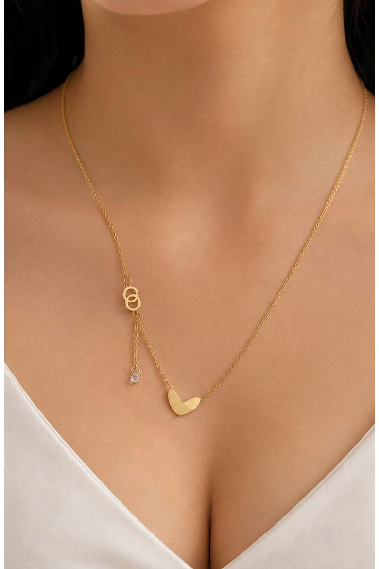 Heart & Cubic Zirconia Pendant Necklace, Alternate, color, GOLD