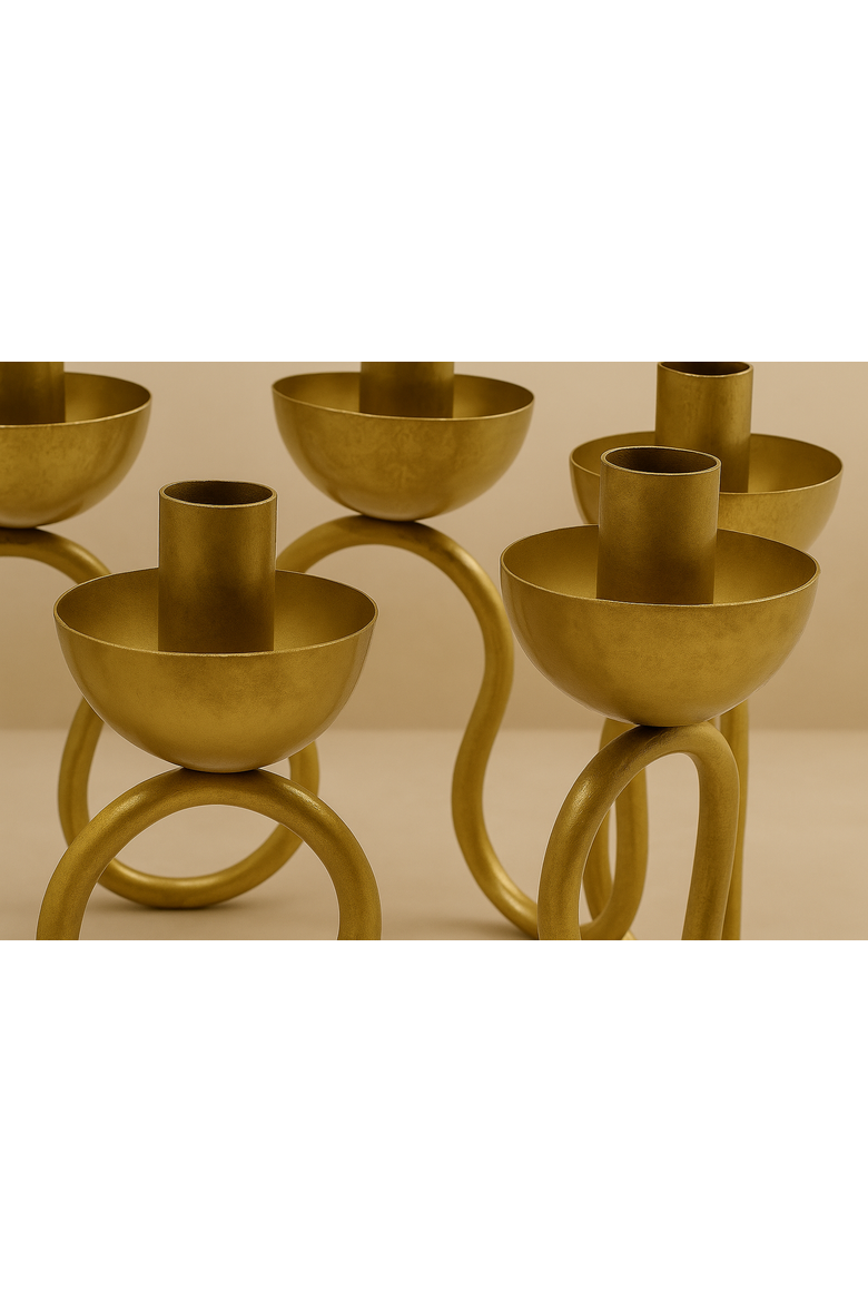 Vine Candelabrum Hand-Cast Metal 7-Light Candle Holder, Alternate, color, Gold