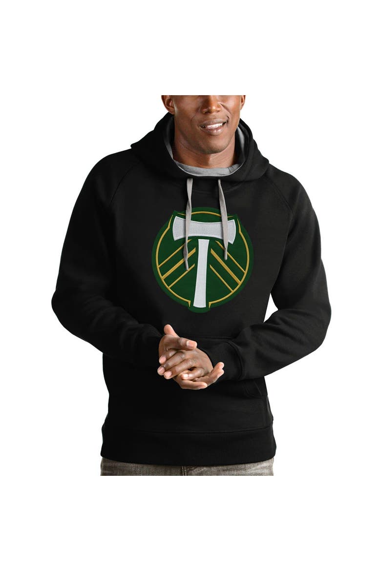 Men's Antigua Black Portland Timbers Victory Pullover Hoodie, Main, color, Black