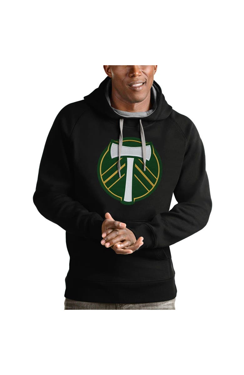 ANTIGUA Men's Antigua Black Portland Timbers Victory Pullover Hoodie, Main, color, 