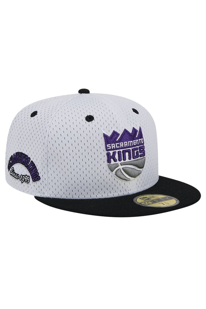 Men's New Era White/Black Sacramento Kings Throwback 2Tone 59FIFTY Fitted Hat, Main, color, White