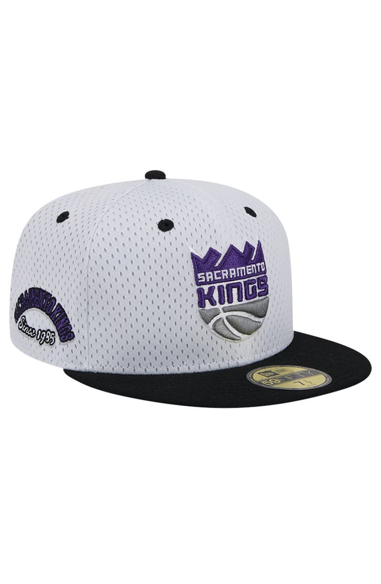 New Era Men's New Era White/Black Sacramento Kings Throwback 2Tone 59FIFTY Fitted Hat, Main, color, 