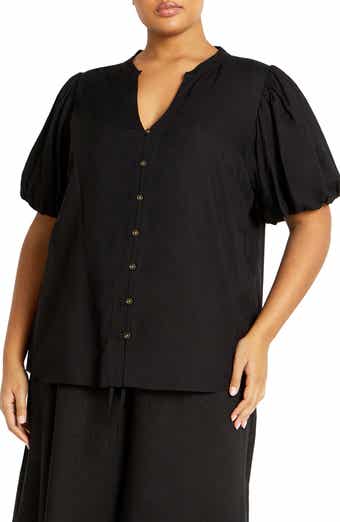 City Chic Georgia Short Sleeve Button Front Shirt