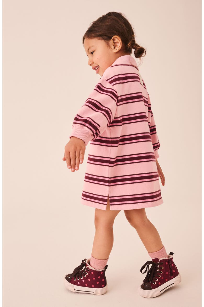 Kids' Striped Rugby Polo Dress, Alternate, color, PINK