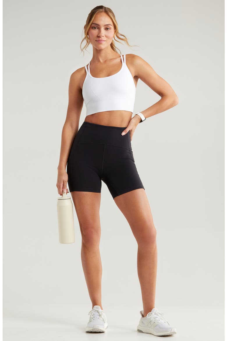 Seamless Strappy Sports Bra, Alternate, color, WHITE