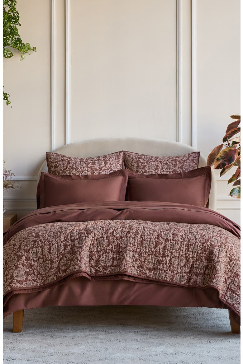 Robles Hand-Stitched Organic Cotton Sham, Alternate, color, MULBERRY W/ CAROB