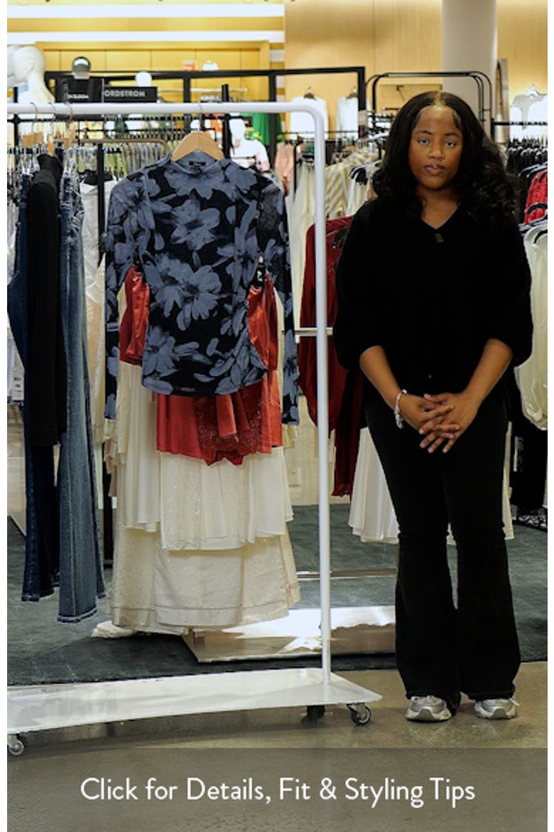 Joelle Floral Ruched Mesh Funnel Neck Top video