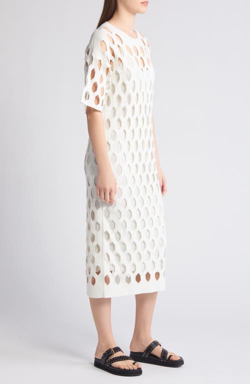 Hugo Boss Open-structured Dress With Inner Slip And Short Sleeves In Soft Cream