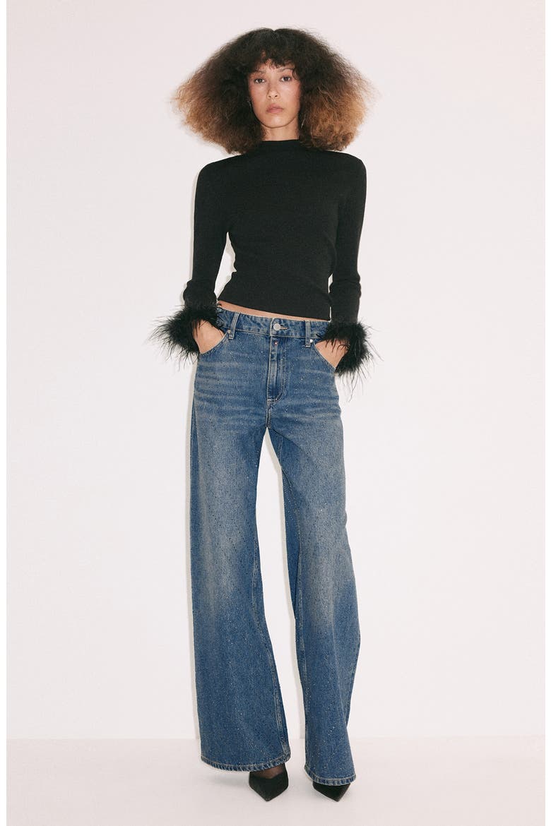 Allegra High Waist Wide Leg Jeans, Alternate, color, DARK BLUE